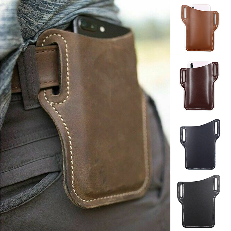 Running Gear Phone - Herren-Handytasche: Gürteltasche aus Leder mit Schlaufe,